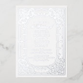 シルバーエレガントロマ華美ティックなヴィンテージの結婚式 箔招待状 (正面)