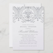 シルバーエレガントヴィンテージグラマーブライダルシャワー 招待状 (正面)