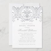シルバーエレガントヴィンテージグラマーブライダルシャワー 招待状 (正面)
