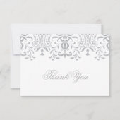 シルバーエレガントヴィンテージグラマー結婚ズ・サンキュー ノートカード (正面)
