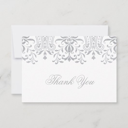 シルバーエレガントヴィンテージグラマー結婚ズ・サンキュー ノートカード (正面)