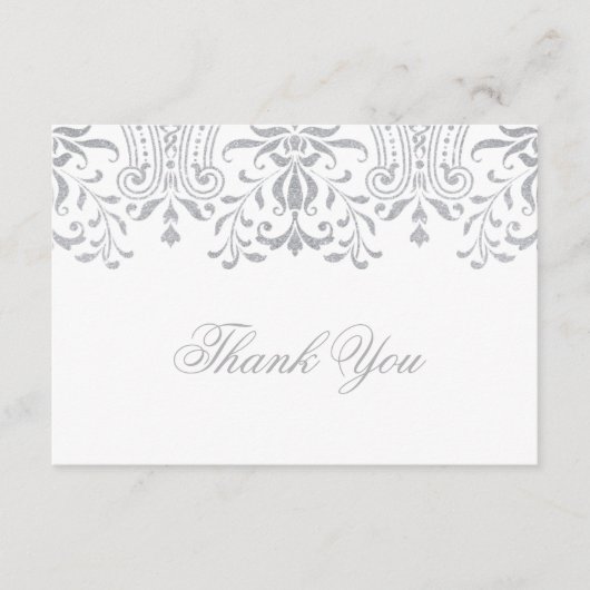 シルバーエレガントヴィンテージグラマー結婚ズ・サンキュー ノートカード (正面)