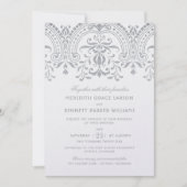 シルバーエレガントヴィンテージグラマ結婚ーの 招待状 (正面)