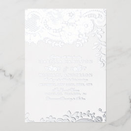 シルバーエレガントヴィンテージレ結婚ース 箔招待状