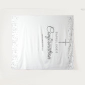 シルバーエレガント確認写真の背景 タペストリー (正面(横))