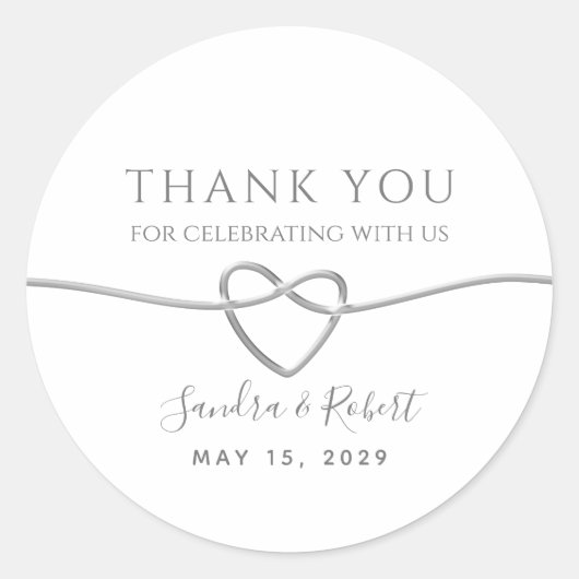 シルバーエレガント結婚の好意に感謝する ラウンドシール (正面)
