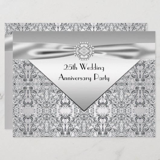 シルバーエレガント結婚周年記念パーティー 招待状 (正面/裏面)