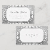 シルバーエレガント華美ヴィンテージ訪問サイト プレイスカード (正面/裏面)