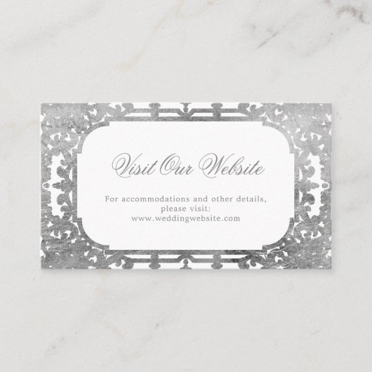 シルバーエレガント華美ヴィンテージ訪問サイト プレイスカード (正面)
