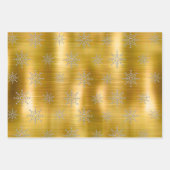 シルバーエレガント金ゴールドクリスマスオーナメント休暇W ラッピングペーパーシート (正面3)