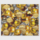 シルバーエレガント金ゴールドクリスマスオーナメント休暇W ラッピングペーパー (フラット)