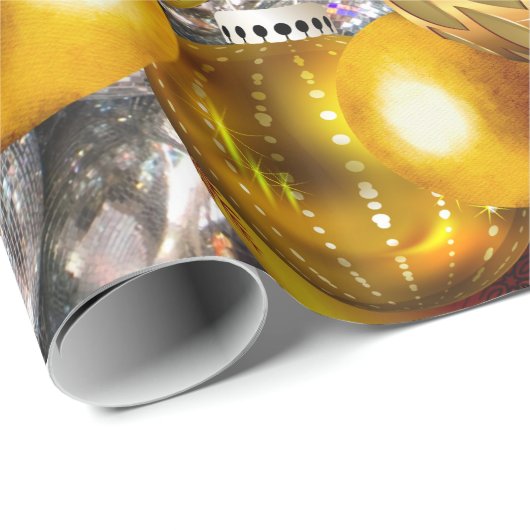 シルバーエレガント金ゴールドクリスマスオーナメント休暇W ラッピングペーパー (ロールコーナー)