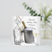 シルバーエレガント金ゴールドシャンパンハイヒールパーティー 招待状 (スタンド正面)