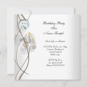 シルバーエレガント金ゴールドシャンパンハイヒールパーティー 招待状 (裏面)