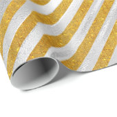 シルバーエレガント金ゴールドストライプクリスマス休暇 ラッピングペーパー (ロールコーナー)