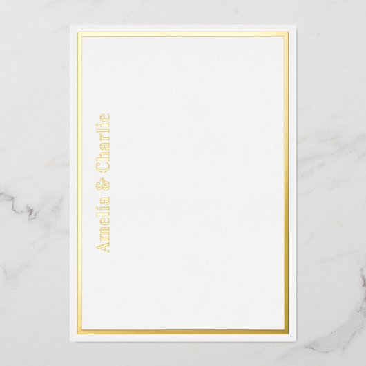 シルバーエレガント金ゴールドフォイル実在ノートカードの名前 箔招待状 (正面)