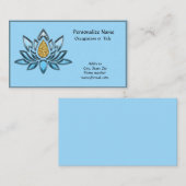 シルバーエレガント金ゴールドロータスフラワー禅ヨガ 名刺 (正面/裏面)