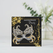 シルバーエレガント金ゴールド仮装パーティー 招待状 (スタンド正面)