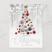 シルバーエレガント金ゴールド素朴クリスマスツリーホリデイ シーズンポストカード (正面)
