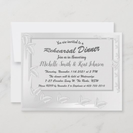 シルバーエレガント離れデザインリハーサル夕食会 招待状 (正面)