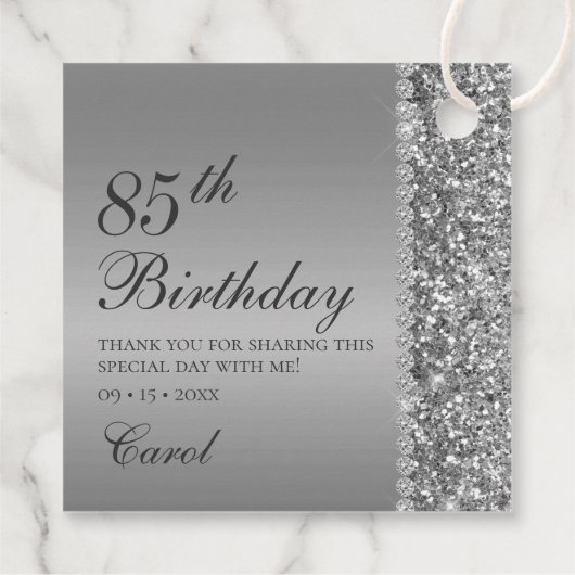 シルバーエレガント85歳の誕生日パーティーありがとう フェイバータグ (裏面)