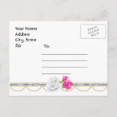 シルバーエレガント・ダマスクとピンク・ローズがデートを守る 案内ポストカード (裏面)