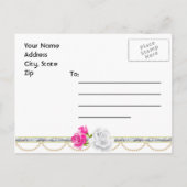 シルバーエレガント・ダマスクとピンク・ローズがデートを守る 案内ポストカード (裏面)