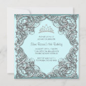 シルバーエレガント&ティール(緑がかった色)ブルーキンセアニェラ 招待状 (裏面)