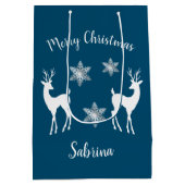 シルバーエレガント・メリー・クリスマス・スノーフレーク・トナカイ ミディアムペーパーバッグ (裏面)