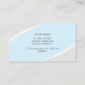 シルバーエレガント、ライトターコイズブルー&ホワイト 名刺 (裏面)
