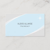 シルバーエレガント、ライトターコイズブルー&ホワイト 名刺 (正面)