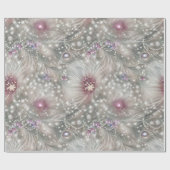 シルバーエレガント&レッドビーズパールクリスマスフローラ ラッピングペーパー (フラット)