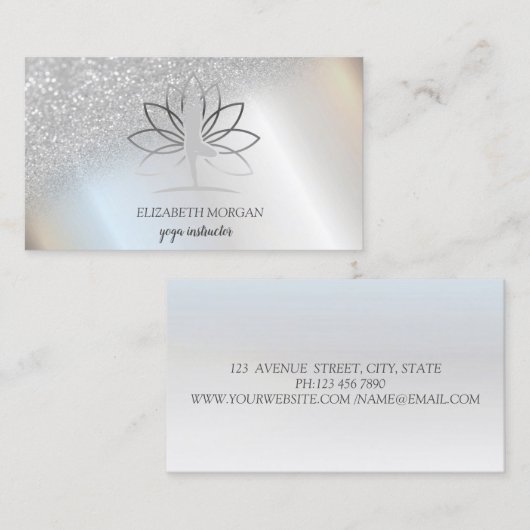 シルバーエレガント《写真》ぼけ味ウィメンズシルエットロータス 名刺 (正面/裏面)