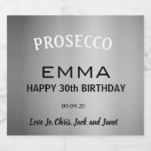 シルバーエレガントAny年齢30歳の誕生日パーティー スパークリングワインラベル (シングルラベル)