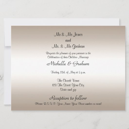 シルバーエレガ人気があるントウェディング招待状 招待状 (裏面)