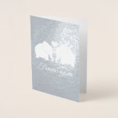 シルバーエレファントカップルとハート永遠のあなたの 箔カード (正面)