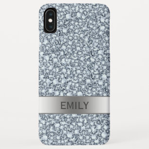 シルバーエンクルステッドダイヤモンドグリッター iPhone XS MAXケース