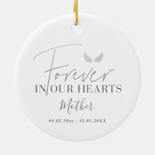 シルバーエンジェルウィングス記念クリスマスツリー セラミックオーナメント (裏面)