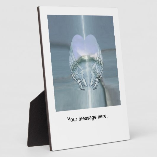 シルバーエンジェル包まれたウイングスのまわりにアハート フォトプラーク (側面)