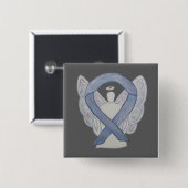 シルバーエンジェル認識度リボンカスタムアートピン 缶バッジ (正面&裏面)