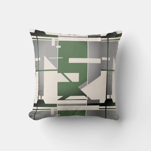 シルバーオリーブベージュはっきりしたサウスウエストルック抽象芸術 クッション (正面)