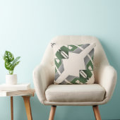 シルバーオリーブベージュはっきりしたシェイプ対角抽象芸術 クッション (椅子)