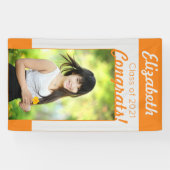 シルバーオレンジおめでとうワンフォト卒業パーティー 横断幕 (横)