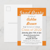 シルバーオレンジはっきりしたグラードパーティー卒業 インビテーションポストカード (正面/裏面)