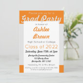 シルバーオレンジグラードパーティーはっきりした卒業 招待状 (スタンド正面)