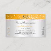 シルバーオレンジグリッタースパークルダイヤモンドイニシャル 名刺 (裏面)