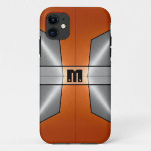 シルバーオレンジ光沢ステンレススチールメタル8 iPhone 11 ケース