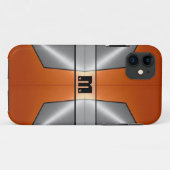 シルバーオレンジ光沢ステンレススチールメタル8 Case-Mate iPhoneケース (裏面(横))