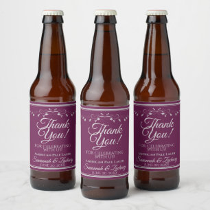 シルバーオンカシス結婚のビールボトルありがとう ビールラベル
