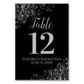 シルバーオンブラックエレガントフリリー結婚ズ テーブルナンバー (裏面)